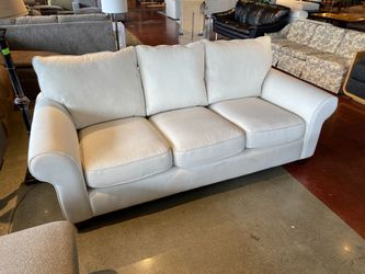 White Three Seater Couch with Rolled Arms