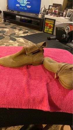 LADIES NEW TAN SUEDE FRANCO SARTO ANKLE BOOTS