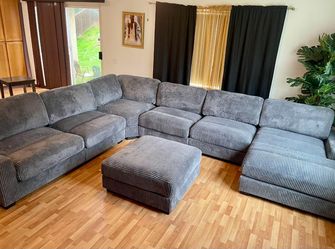 7pc Sectional - Extra large w/ soft corduroy fabric and oversized chaise