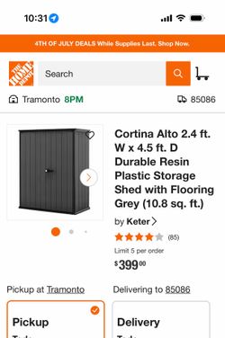 Never used Cortina Alto Plastic Storage Shed