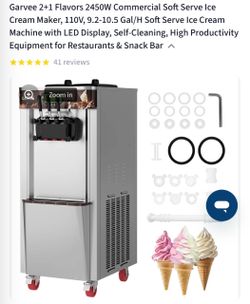 Garvee 2+1 Flavors 2450W Commercial Soft Serve Ice Cream Maker