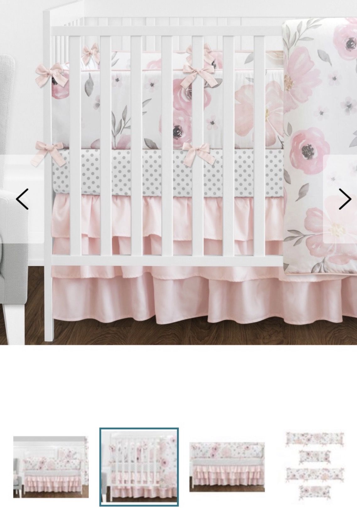 Watercolor Floral Crib Bedding Set 