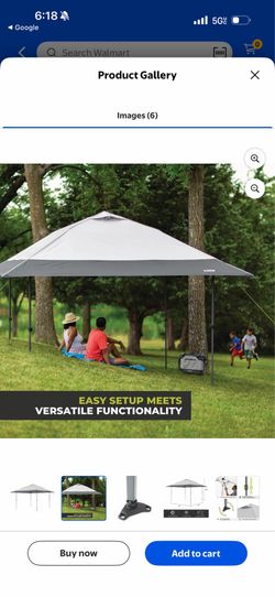 Core 13'x 13' Center Push Instant Canopy for Camping & Tailgating, Dark Gray