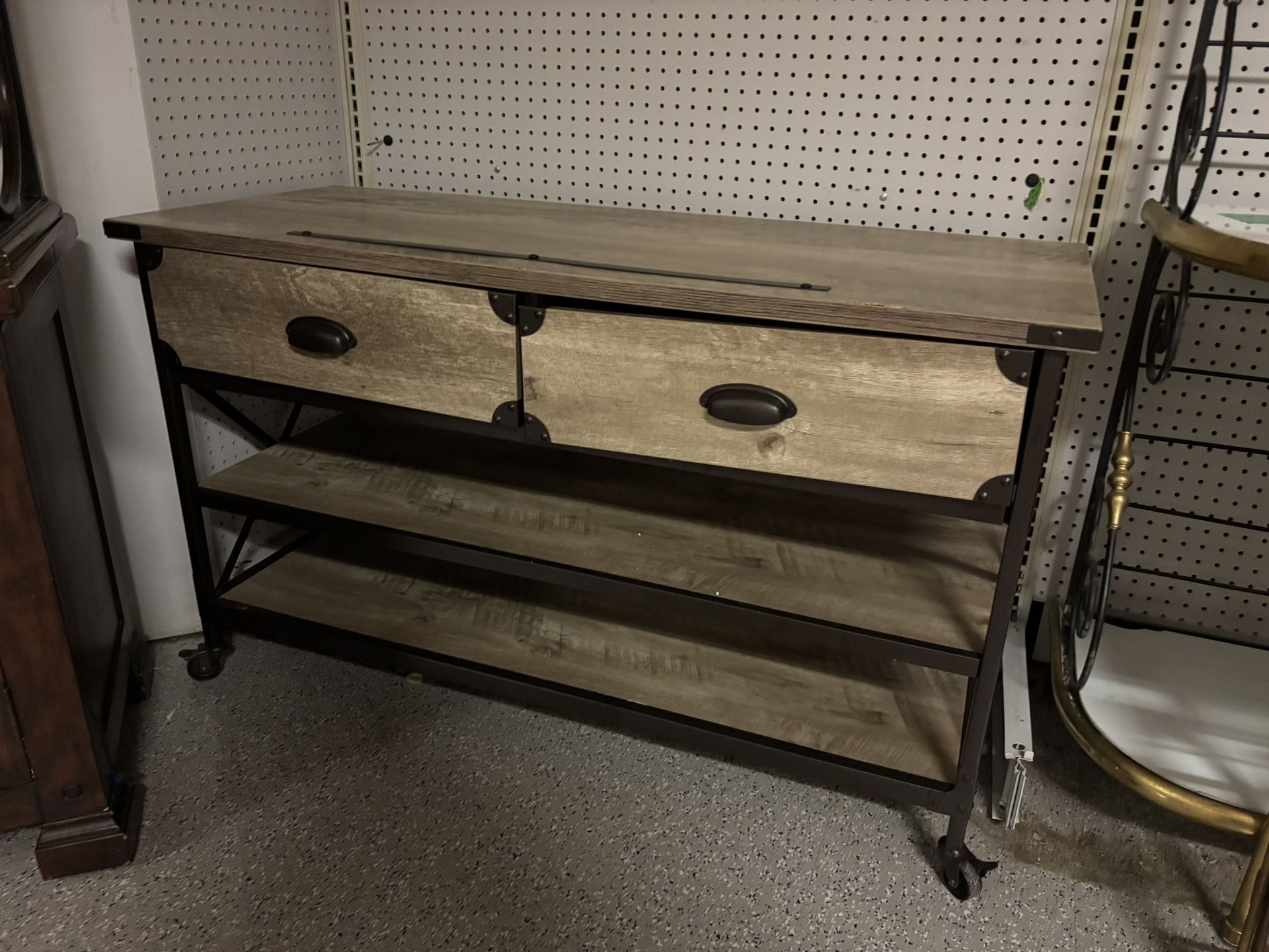 Rustic Industrial Console Table with Drawers