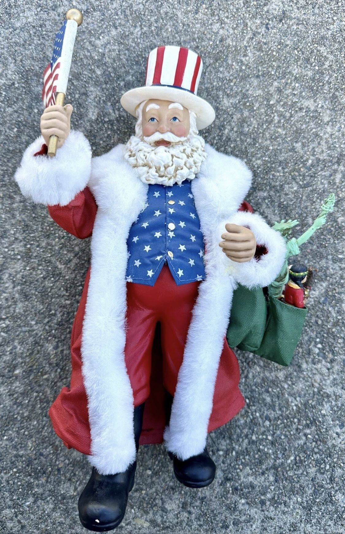 K.ADLER Fabriche' Musical Patriotic American Christmas Santa STARS & STRIPES 4th of July