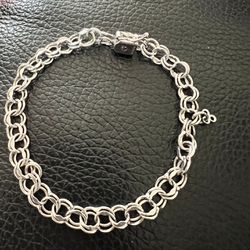 Sterling Silver Double Chain Charm Bracelet
