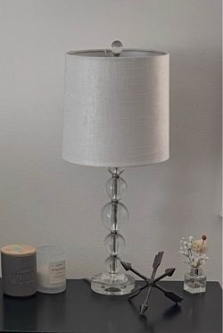 Crystal Ball Table Lamp with Gray Shade