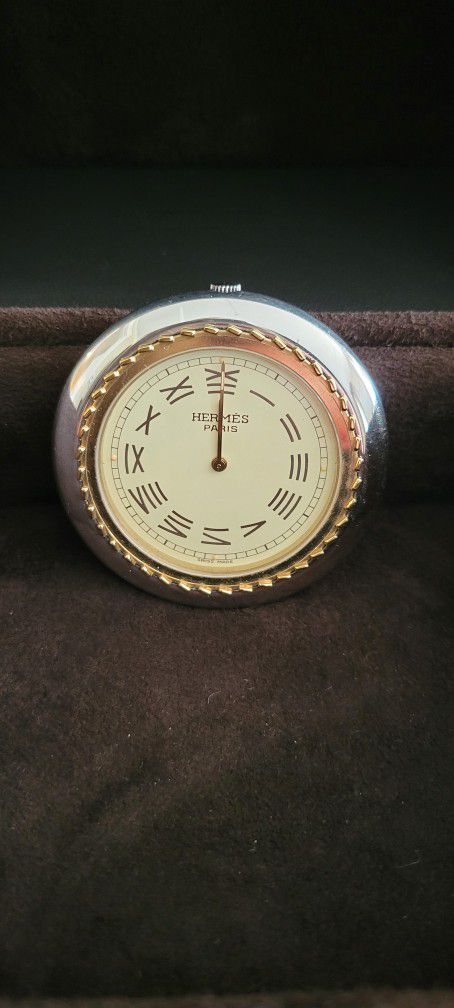 Hermes Travel Desk Alarm Pocket Watch Clock- EUC! 