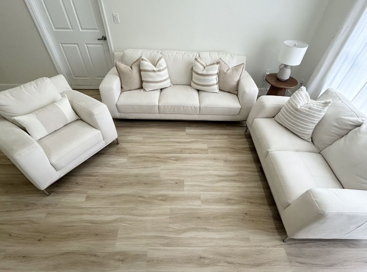 3 Piece - Off White Couch Set