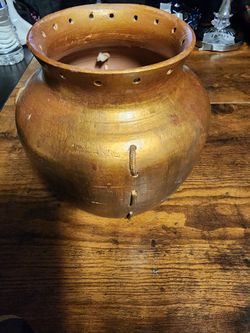 Gold Metallic Ceramic Jar with Twine Detail