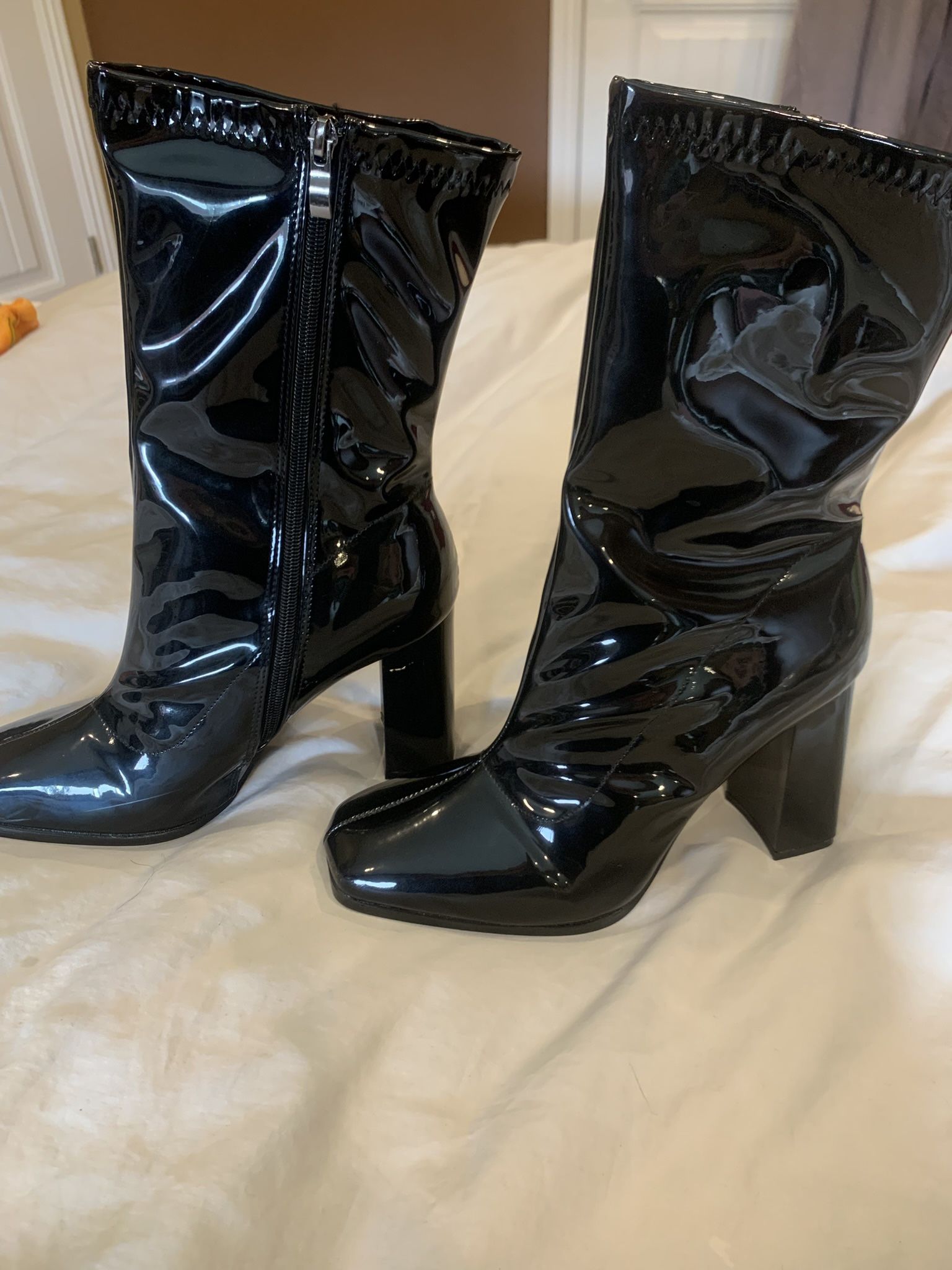 Faux Patten Leather Boots