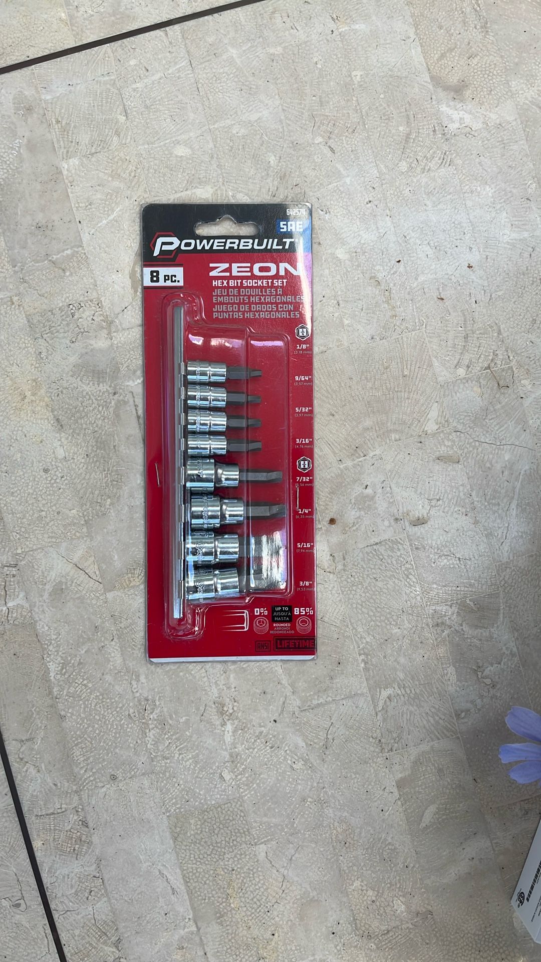 Zeon Hex Bit Socket Set 8 Pieces SAE