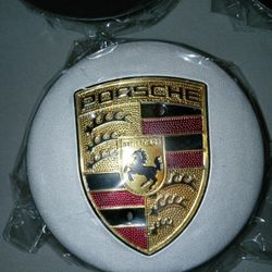 Porsche Concave Center Caps Gloss Silver 76 mm