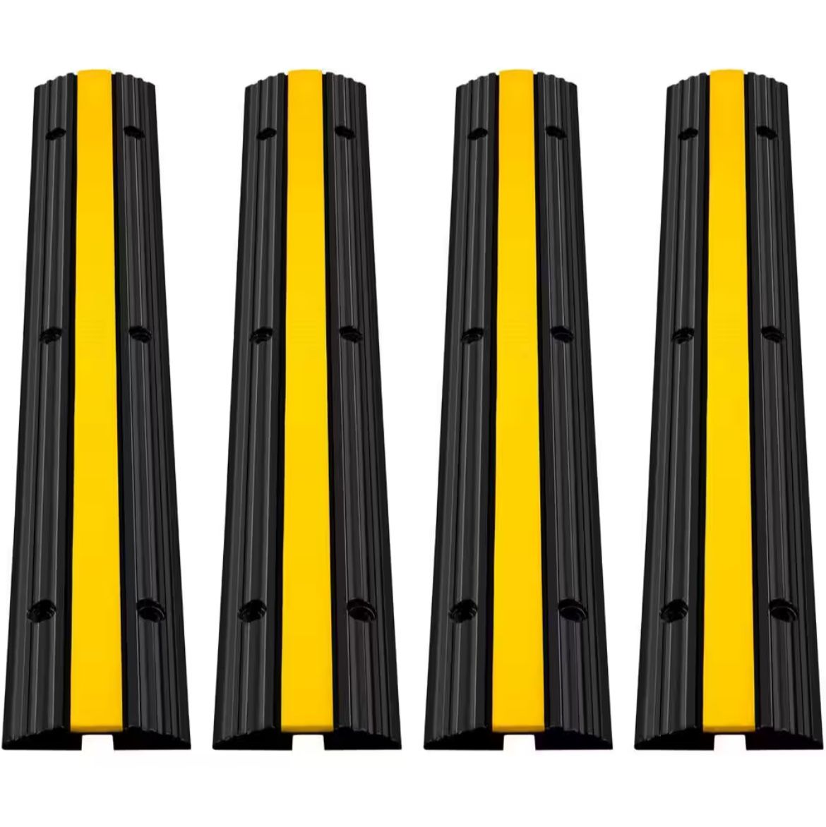 VEVOR 1-Channel Rubber Cable Protector Ramps 22046 lbs. Loading Cable Cable Wire Cord Cover Speed Bump (4-Pieces)