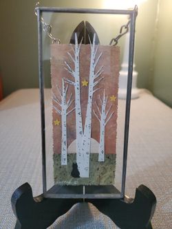 Original Artwork By Susan Shepard Black Cat At Birch Trees