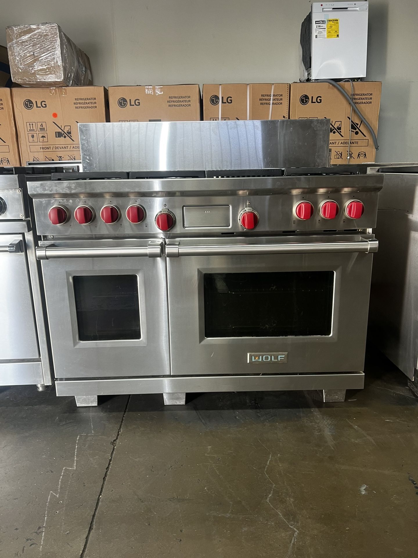 Wolf 48”Wide Dual Fuel Range Stove In Stainless Steel