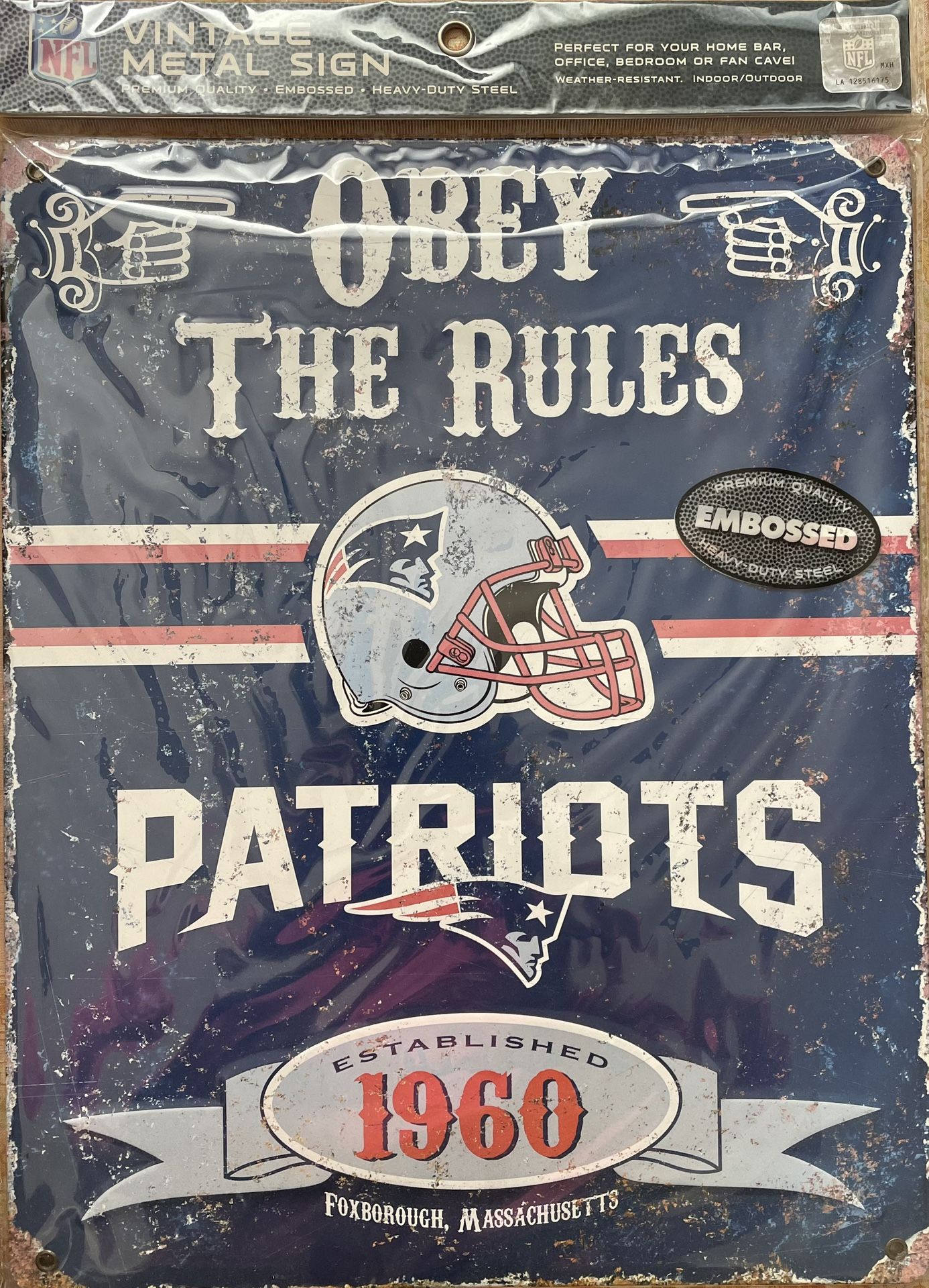 New England Patriots Vintage Metal Sign