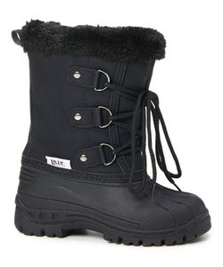 LILLY of NEW YORK Black Lace-Up Snow Boot