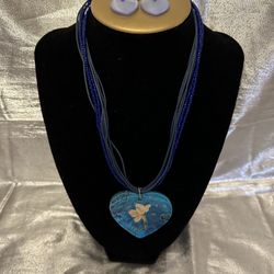 Heart Necklace & Earrings 💙
