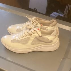 Pradas  Designer Size 42 White Red And Silver 