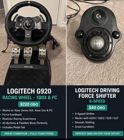 Logitech G920 Racing Wheel + Shifter – Xbox & PC