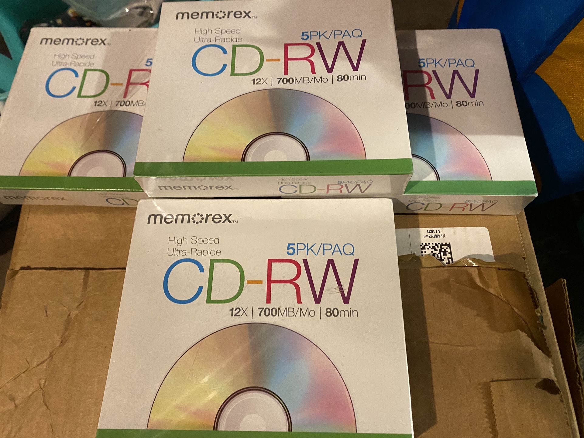 Lot of 4 New Memorex 5PK CD-RW 12X 700MB/MO 80min