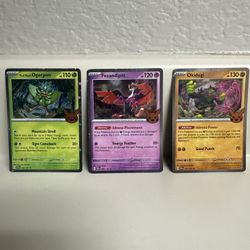 Ogerpon Okidogi Fezandipiti Trick Or Trade Stamp Cosmo Pokemon TCG Card