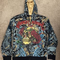ED HARDY By CHRISTIAN AUDIGIER LOS ANGELES Sweatshirt / Hoodie Skull Money Rose Gold