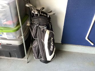 Golf clubs and bag