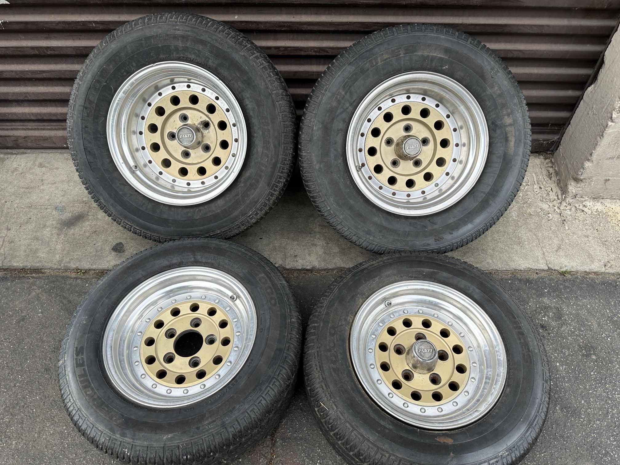 Enkei Hurricane Staggered Chevy rims. 5 on 4.75 lugs 14x7 and 15x8.5