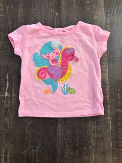 Girls Pink Mermaid Graphic T-Shirt