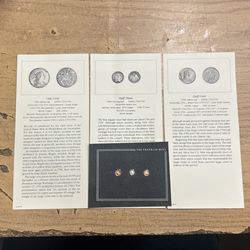 Vintage 1982 Franklin Mint US Miniature Antique -Half Dime, Half Cent, One Cent