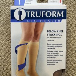 NEW-TruForm Compression Socks Closed Toe/ Firm XL Beige NEW!-XL