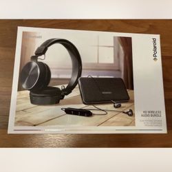 Polaroid HD Wireless Audio Speaker Headphones & Earbuds Bundle