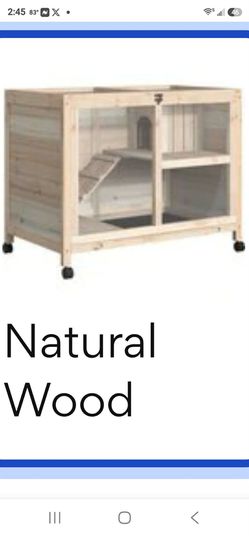 Natural Wood Small Animal Cage on Wheels