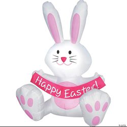 Happy Easter Bunny Inflatable Rabbit Outdoor Decoration Yard Lawn 4 ft w Light