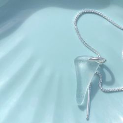 Single Sea Glass Earring Sterling Silver  