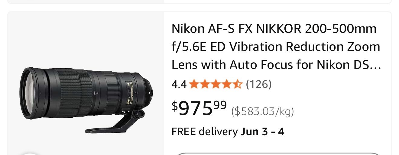Nikon AF-S FX NIKKOR 200-500mm f/5.6E ED