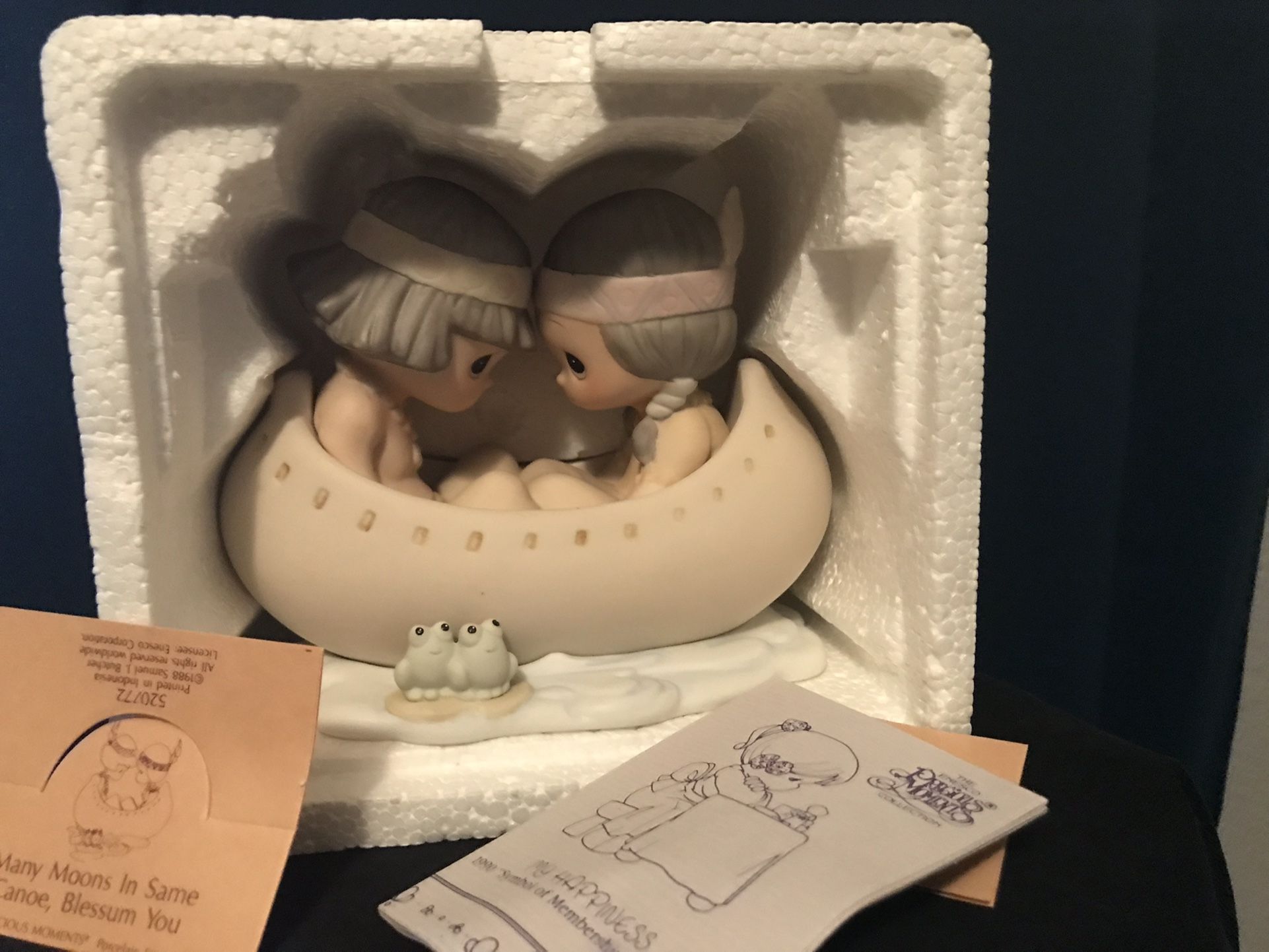 1988 Vintage Precious Moments Porcelain Figurine -“Many Moons in the Same Canoe”- $30 - PHX