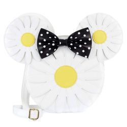 NEW LOUNGEFLY DISNEY MINNIE MOUSE DAISY WHITE FLOWER CROSSBODY BAG 