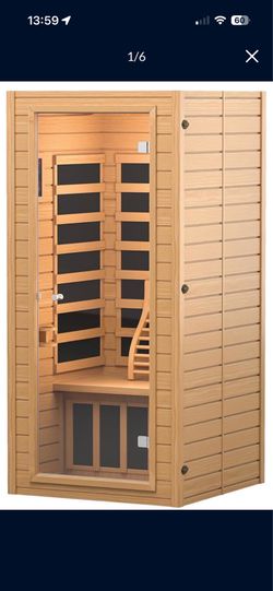 Infrared Sauna Room for Home, Near Zero EMF Wooden 1 Person Indoor Home Sauna with Bluetooth, LCD Control Panel, Chromo Therapy Light