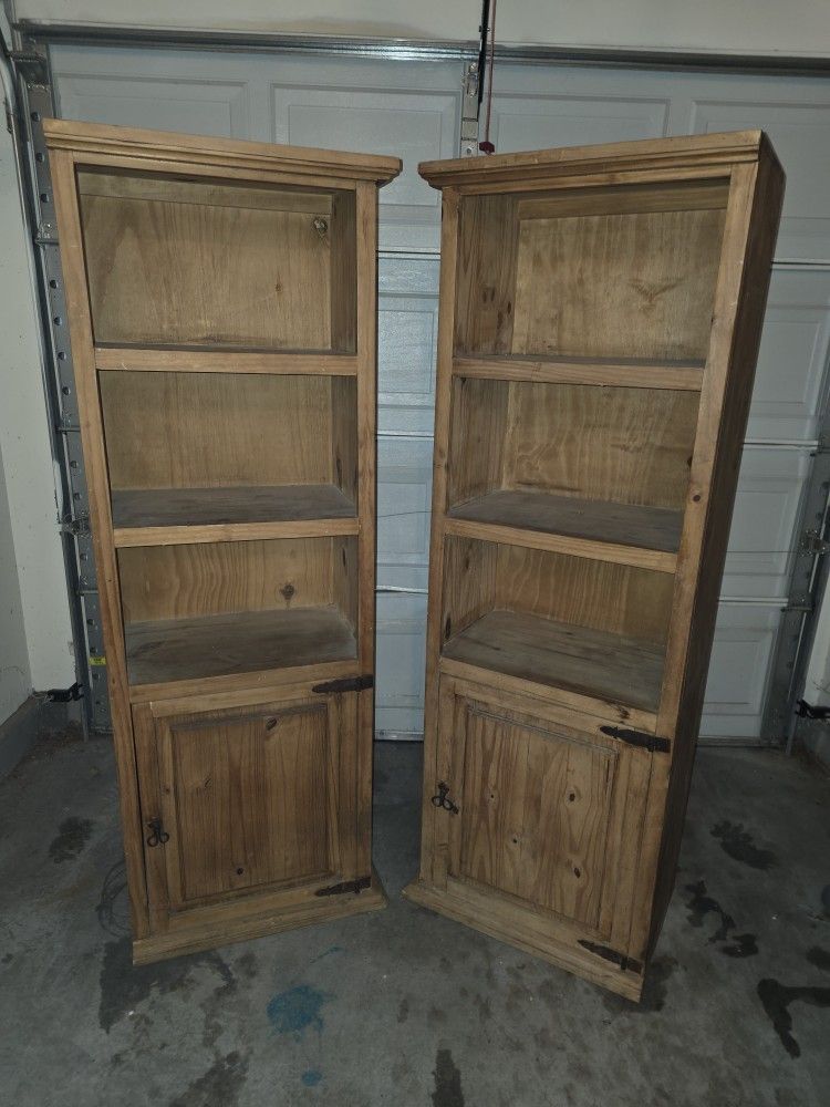 2x Wooden Bookshelves w/ Storage