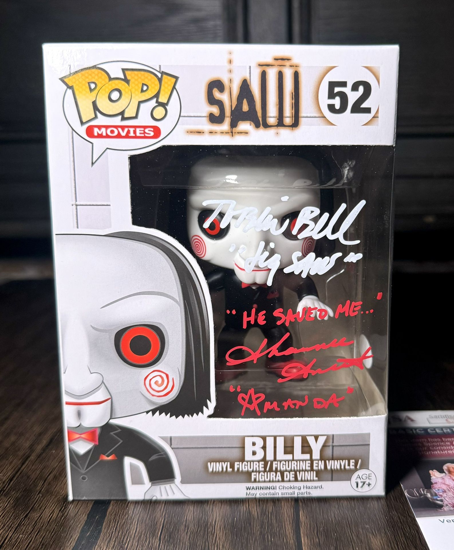 Funko Pop Horror Saw Billy Signed