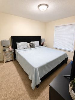 Bedroom Furniture Set - Bed Frame, Dressers, and Nightstands