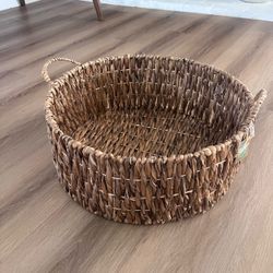 Large Round Woven Basket with Handles