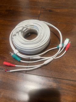 100ft White Pre-Made Siamese BNC Security Camera Cable Extension - Compatible with PTZ, Swann, Lorex, Q-See, Bosch, Hikvision & More Brand New - Premi
