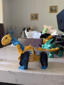Yellow Magnetic Dinosaur Transforming Robot Toy