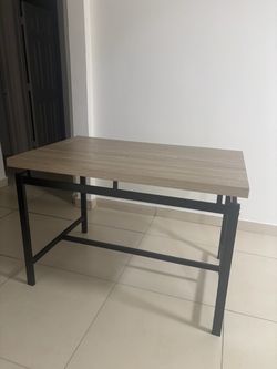 Wood Top Desk with Black Metal Frame