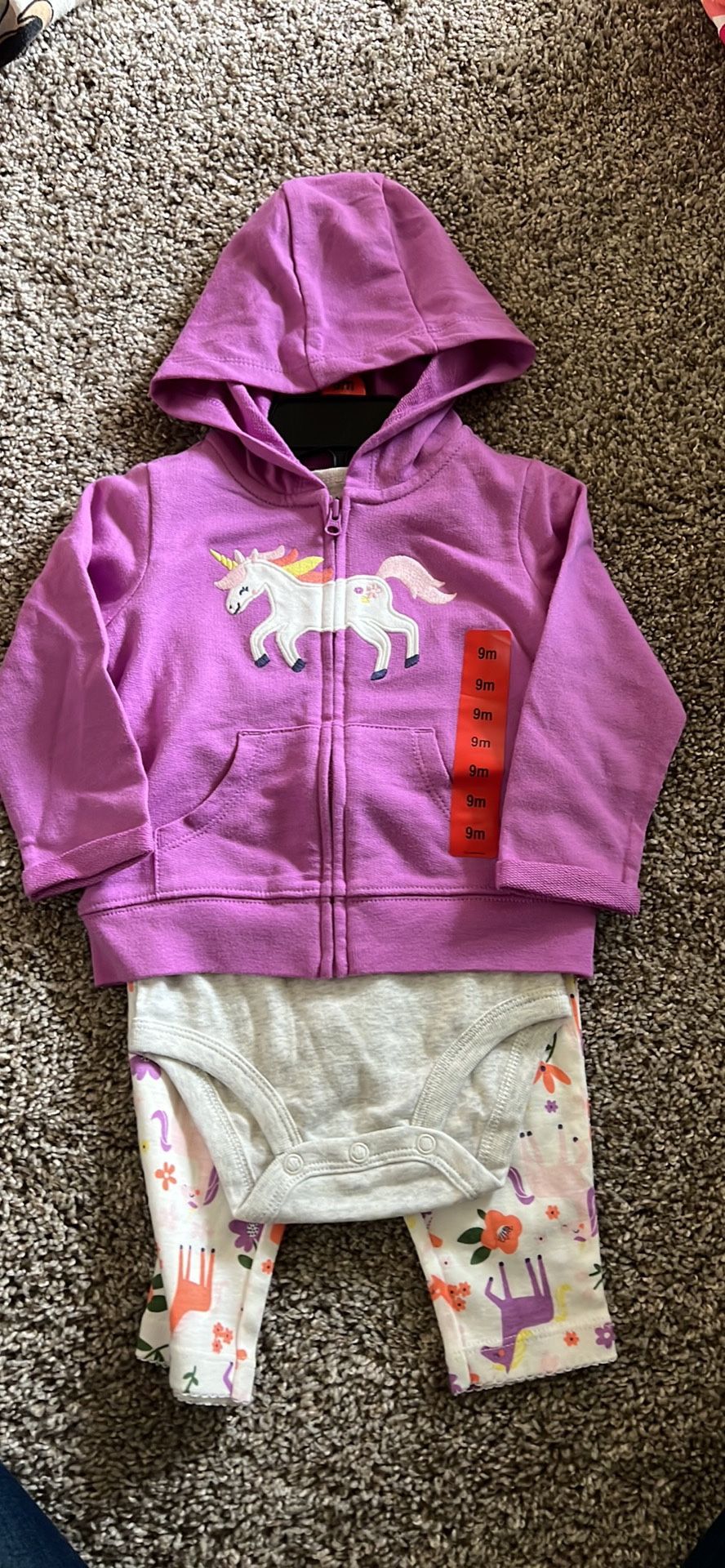 Unicorn Jacket, Bodysuits, Pants 9 Months
