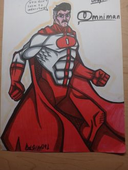 Omniman (Nolan Grayson) Original Art Drawing (acrylic and pen)